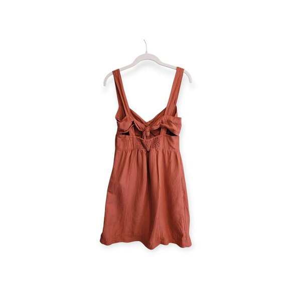 Maeve Rust Linen Blend Twist Front / Tie Back Minidress S - Picture 6 of 14